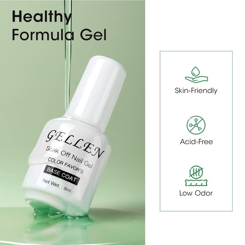 Gellen Gel Top and Base Coat, 2pcs Clear Gel Nail Polish Set, 8ml No Wipe Gel Top Coat Nail Polish, Long Lasting Base Coat Gel Manicure, Soak Off LED Nail Lamp Base Top Coat for Nail Salon, Nail Art - Image 5